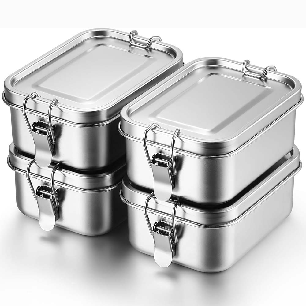 Food Snacks Box - 4Pcs Stainless Steel Bento Box Metal