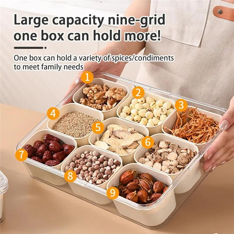 9 Compartments Divided Serving - Food Snacks Box ulasan dan harga