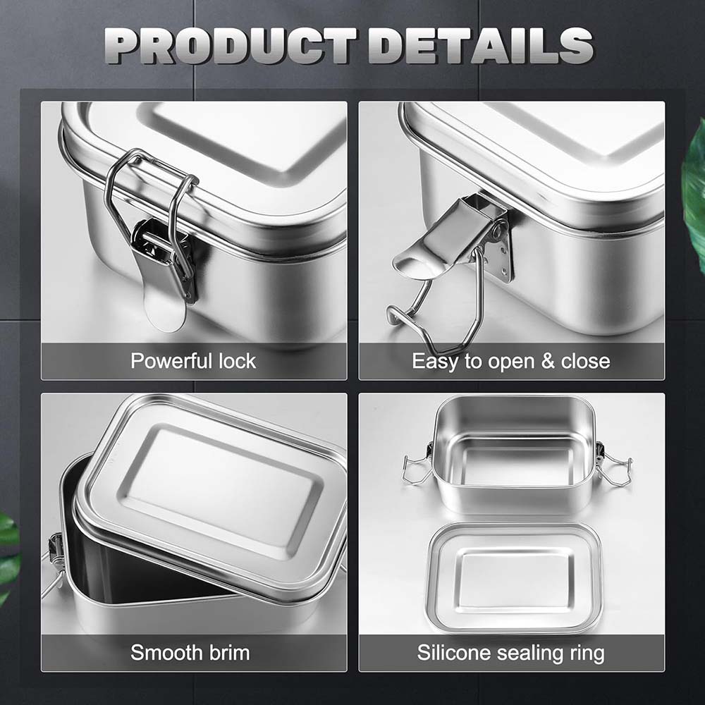 4Pcs Stainless Steel Bento Box - Food Snacks Box ulasan dan harga