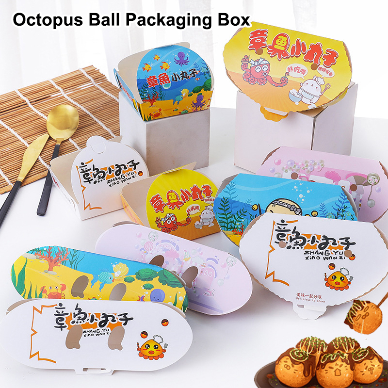 100Pcs Disposable Cartoon Octo - Food Snacks Box ulasan dan harga