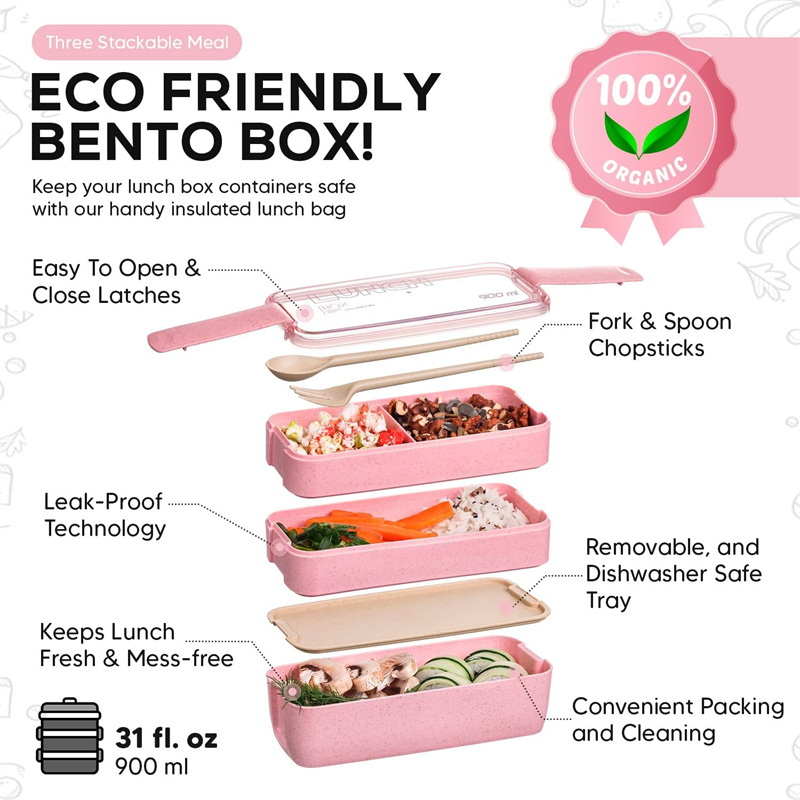 3-In-1 Compartment Wheat Straw - Food Snacks Box ulasan dan harga