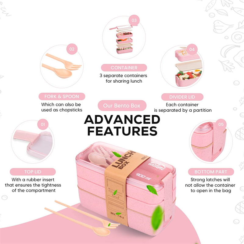 3-In-1 Compartment Wheat Straw - Food Snacks Box ulasan dan harga