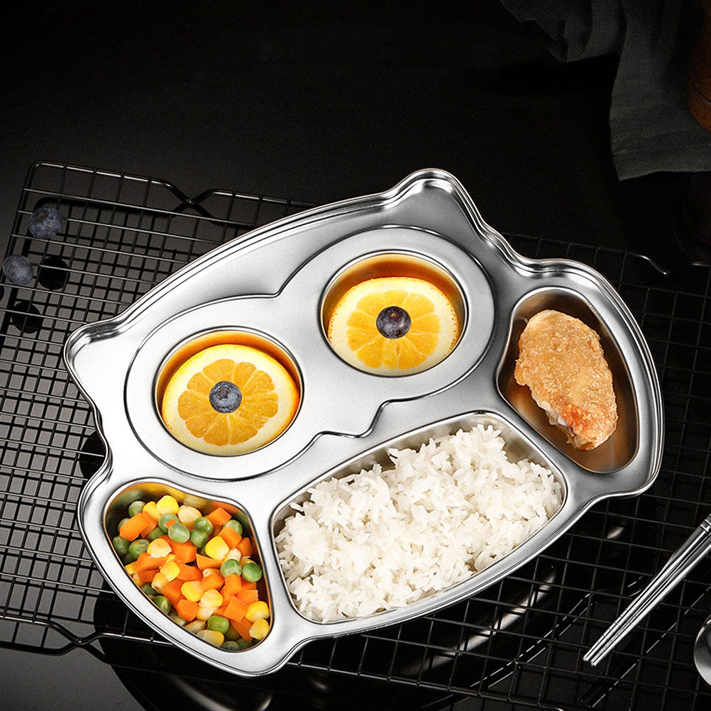 2Pcs Owl Stainless Steel Divid - Food Snacks For Kids ulasan dan harga