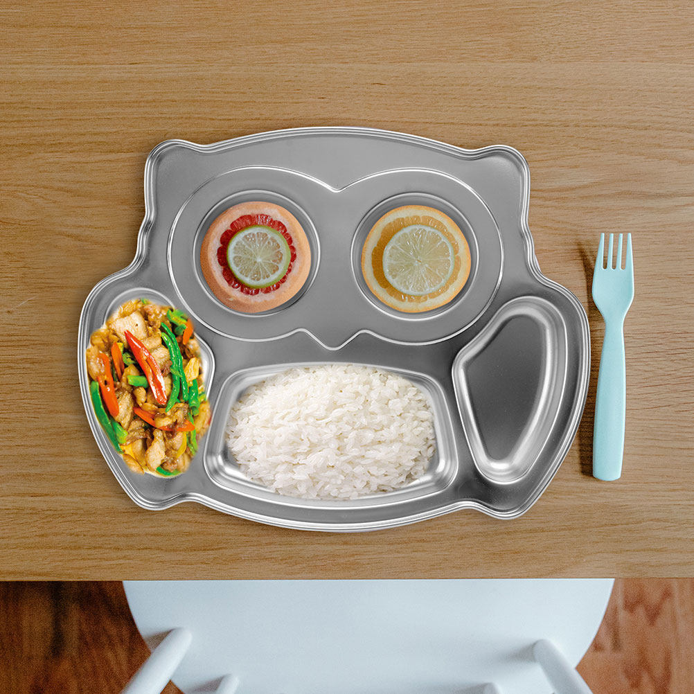 2Pcs Owl Stainless Steel Divid - Food Snacks For Kids ulasan dan harga